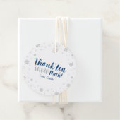 Baby shower Winter Wonderland Silver & Navy Boy Bedankjes Labels (In situ)