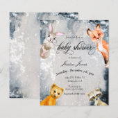 Baby shower Winter Woodland Animals Holiday Invita (Voorkant / Achterkant)