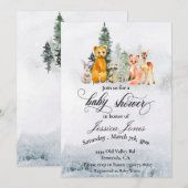 Baby shower Winter Woodland Animals Holiday Kaart (Voorkant / Achterkant)