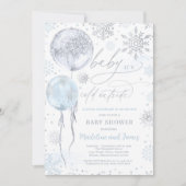 Baby shower winterblauw en zilver kaart (Voorkant)