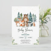 Baby shower winterbos kaart (Staand voorkant)