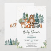 Baby shower winterbos kaart (Voorkant / Achterkant)