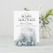 Baby shower winterbos waterverf kaart (Staand voorkant)