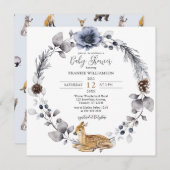 Baby shower winterbos Wreath Woodland Kaart (Voorkant / Achterkant)