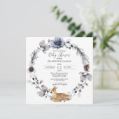 Baby shower winterbos Wreath Woodland Kaart (Staand voorkant)
