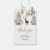 Baby shower winterbosherten dank u cadeaulabel (Voorkant)