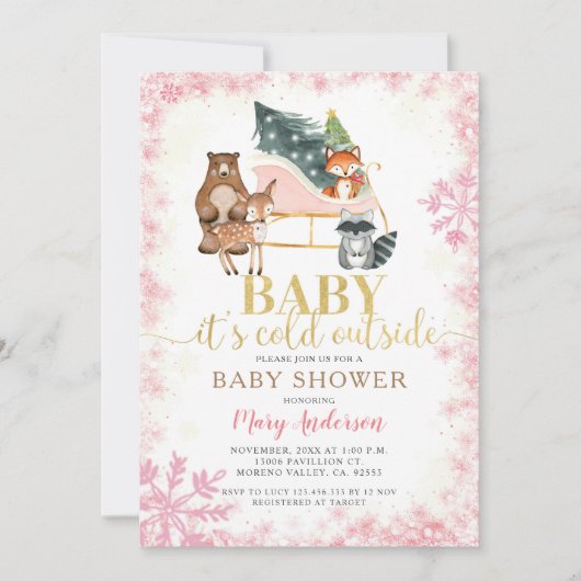 Baby shower winterbossen    kaart (Voorkant)