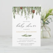 Baby shower winterdenbomen met genderneutrale denn kaart (Staand voorkant)