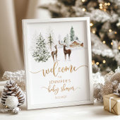 Baby shower winterherten welkom poster