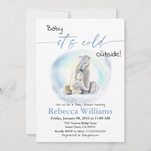 Baby shower winterjongen, koud buiten Beer Kaart (Voorkant)