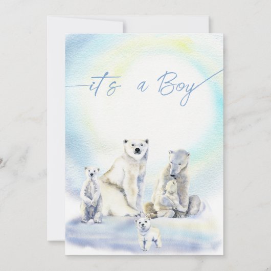 Baby shower winterjongen, koud buiten Beer Kaart (Achterkant)