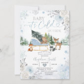 Baby shower winterpasta Blue Snowflake Truck Kaart (Voorkant)