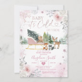 Baby shower winterpastel roze sneeuwvlok kaart (Voorkant)