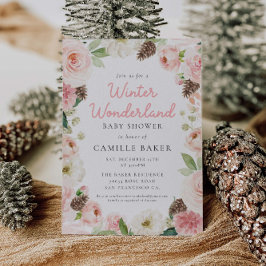 Baby shower Winterroze meisje Kaart