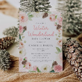 Baby shower Winterroze meisje Kaart