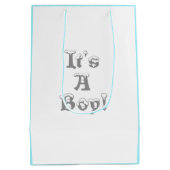 Baby shower wintersneeuw yeti wereldbol blauw wit medium cadeauzakje (Achterkant)