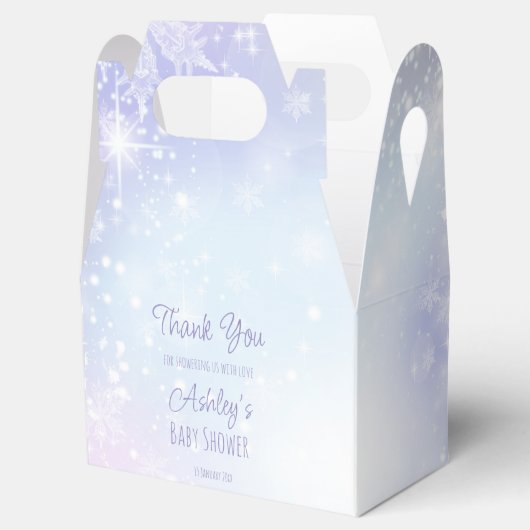 Baby shower wintersneeuwpastelkleuren bedankdoosjes (Geopend)