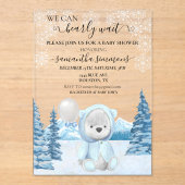 Baby shower winterteddybeer acryl uitnodigingen (Voorkant)