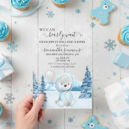 Baby shower winterteddybeer acryl uitnodigingen