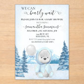 Baby shower winterteddybeer acryl uitnodigingen (Voorkant)