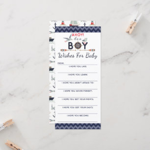 Baby shower Wishes Game Nautical Sailboat Ahoy Boy