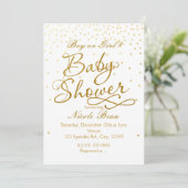 BABY SHOWER Wit & Goud Confetti Dot Uitnodigingen (Staand voorkant)