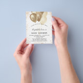 Baby shower wit goud glitter ballonnen budget flyer (Hand)