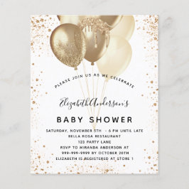 Baby shower wit goud glitter ballonnen budget flyer