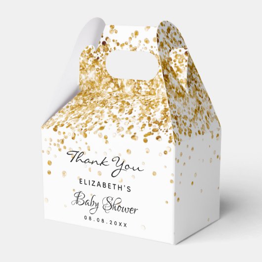 baby shower wit goud glitter stof bedankt bedankdoosjes (Voorkant Zijde)