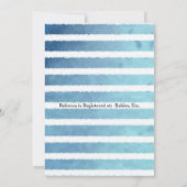 Baby shower Wit Konijnenblauw Wit Streep Kaart (Achterkant)
