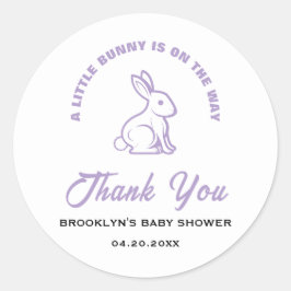 Baby shower Wit Paarse Paas Little Bunny Cool Ronde Sticker