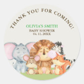 Baby shower with jungle animals theme ronde sticker (Voorkant)