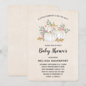 Baby shower witte en goudpompoenen Waterverf Kaart (Voorkant / Achterkant)