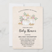Baby shower witte en goudpompoenen Waterverf Kaart (Voorkant)