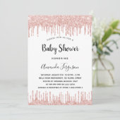 Baby shower witte roos goud glitter druppelt meisj kaart (Staand voorkant)