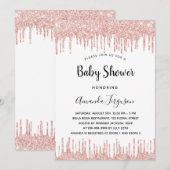 Baby shower witte roos goud glitter druppelt meisj kaart (Voorkant / Achterkant)
