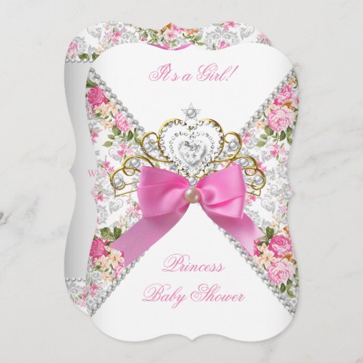  Baby shower Witte roze rozen Kaart (Voorkant / Achterkant)