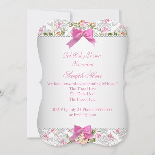  Baby shower Witte roze rozen Kaart (Achterkant)