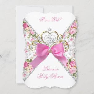  Baby shower Witte roze rozen Kaart