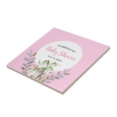 Baby Shower Witte Sneeuwdruppels Roze Stippen Tegeltje (Zijkant)