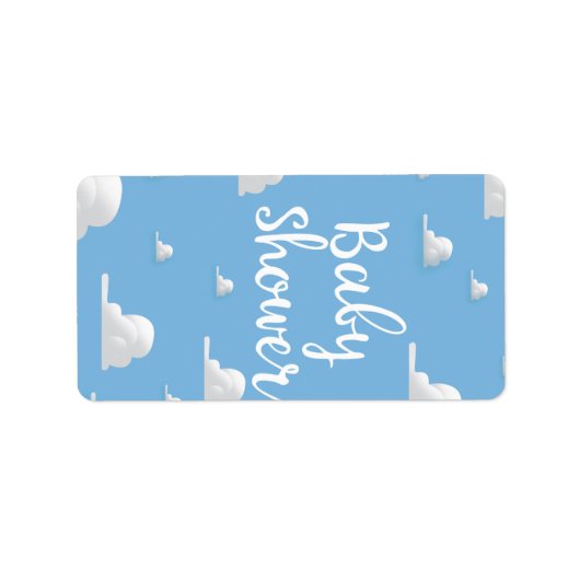 Baby Shower Witte Wolken Etiket (Voorkant)