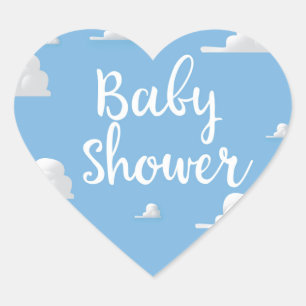 Baby Shower Witte Wolken Hart Sticker