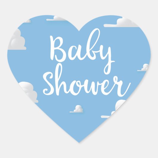 Baby Shower Witte Wolken Hart Sticker (Voorkant)
