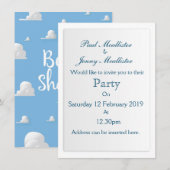Baby Shower Witte Wolken Kaart (Voorkant / Achterkant)