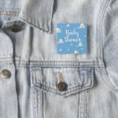 Baby Shower Witte Wolken Vierkante Button 5,1 Cm (In situ)