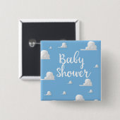 Baby Shower Witte Wolken Vierkante Button 5,1 Cm (Voorkant /achterkant)