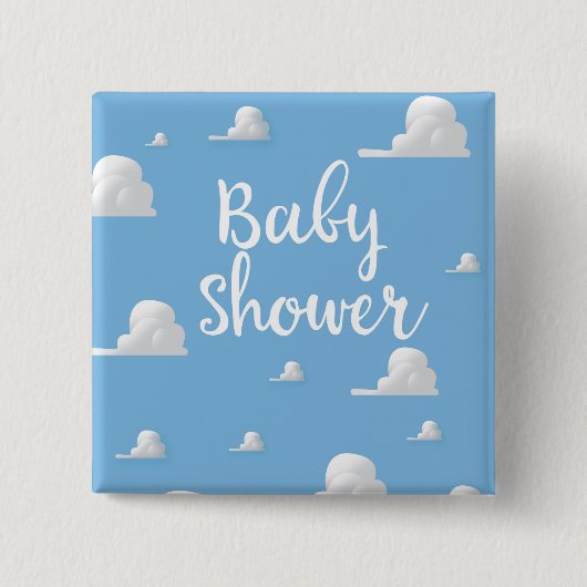 Baby Shower Witte Wolken Vierkante Button 5,1 Cm (Voorkant)