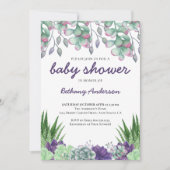 Baby Shower Woestijn Tuin Succulenten Waterverf Kaart (Voorkant)