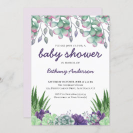 Baby Shower Woestijn Tuin Succulenten Waterverf Kaart