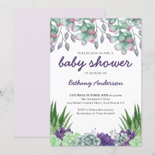 Baby Shower Woestijn Tuin Succulenten Waterverf Kaart